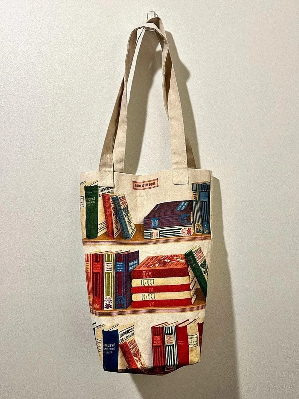 Cavallini & Co. Library Books Tote Bag. in Cream & Red